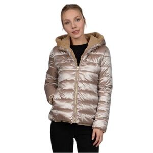 Molly Bracken Metallic Reversible Puffer Jacket Winter Coat Pink Size XS
